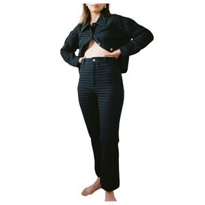 Aniela Parys Effy Waffle Knit High Waisted Trousers Black Size M